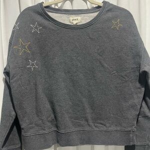 Pact Gray Sweatshirt with Star Embroidery